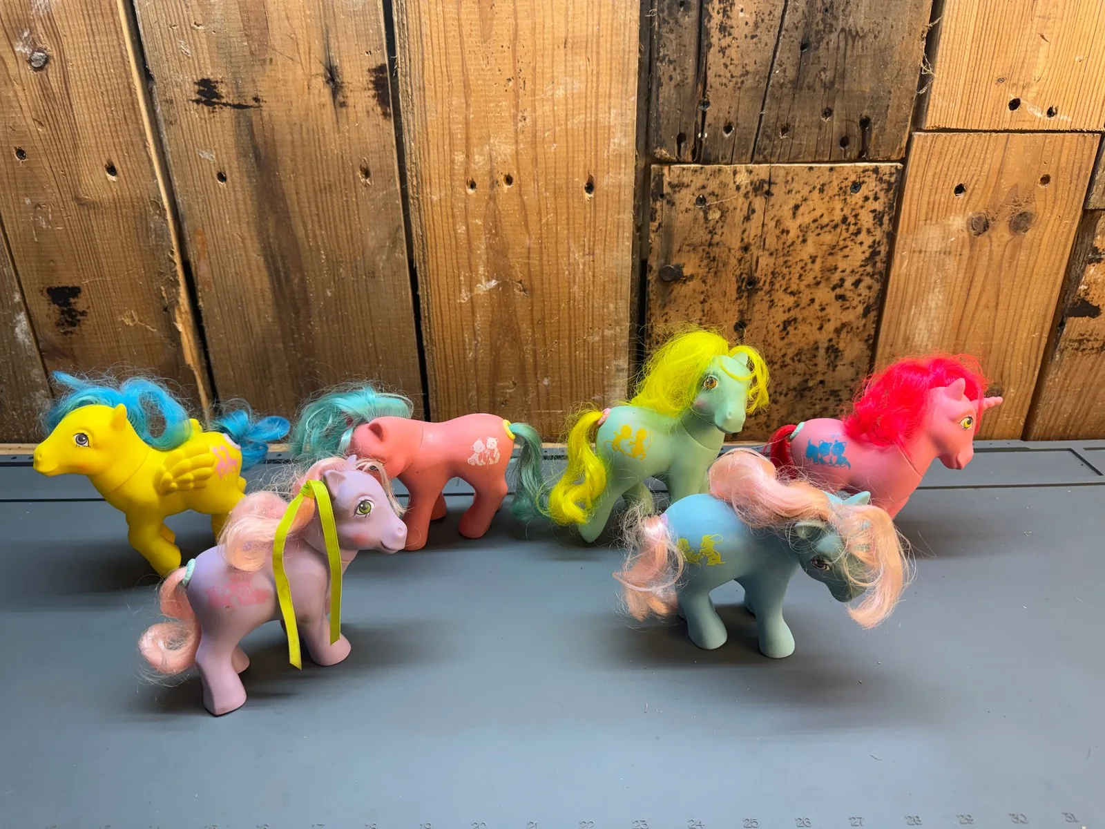 Vintage G1 My Little Pony Lot of 6, Working Mechanical Tails, 1983 Hasbro
